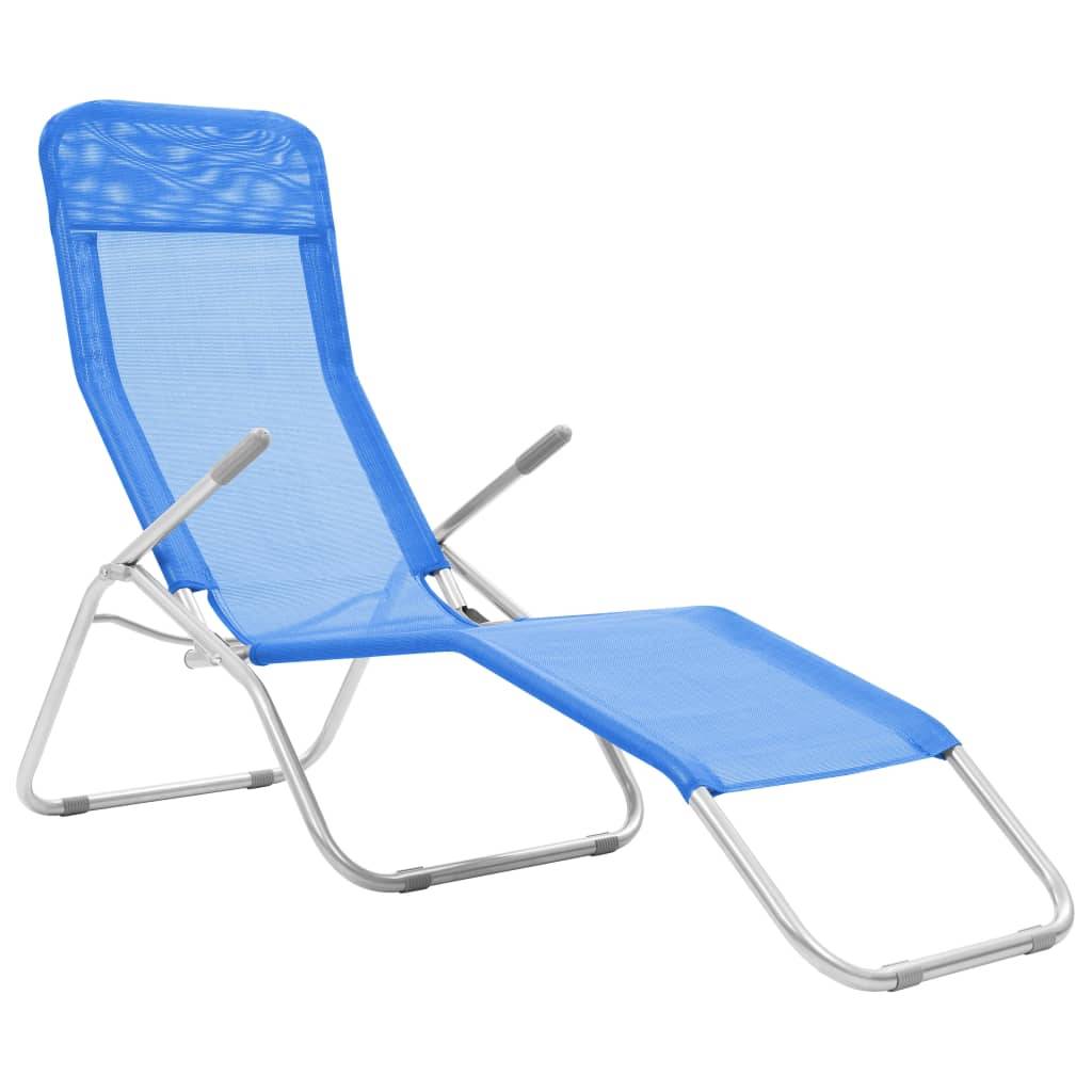 Helloshop26 - Lot de deux chaises longues pliables bleu - Imagen 2