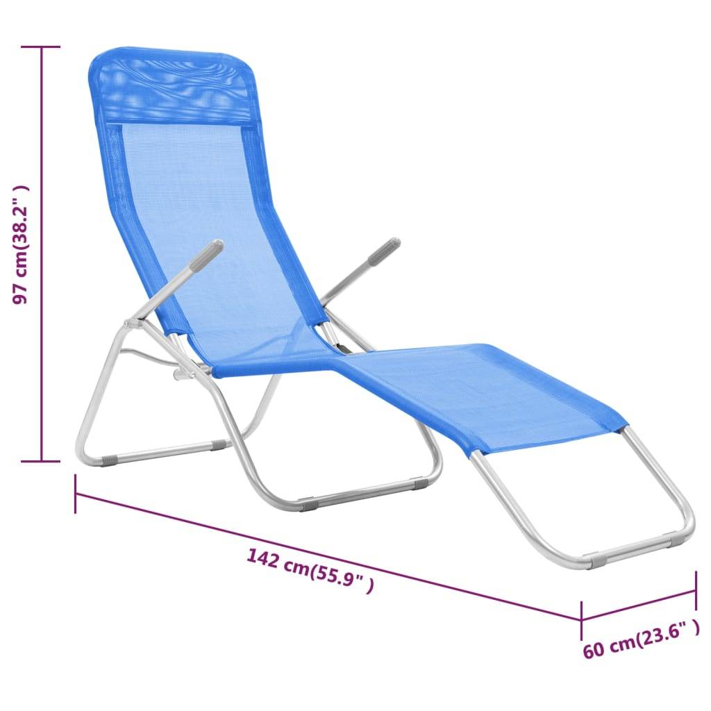 Helloshop26 - Lot de deux chaises longues pliables bleu - Imagen 8