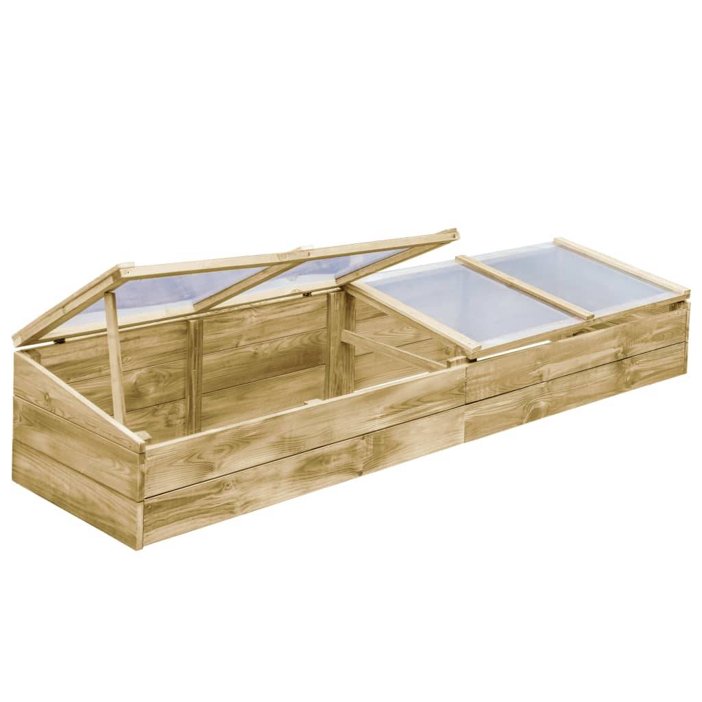 Lot 2 Serres Châssis Bois Pin Imprégné Jardin Potager Protection 200x50cm - ComfortXL Outdoor Living - Image 4