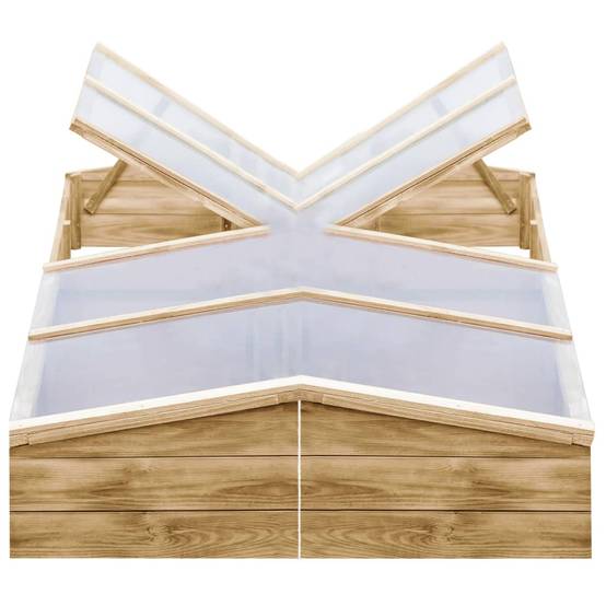 Lot 2 Serres Châssis Bois Pin Imprégné Jardin Potager Protection 200x50cm - ComfortXL Outdoor Living - Image 1