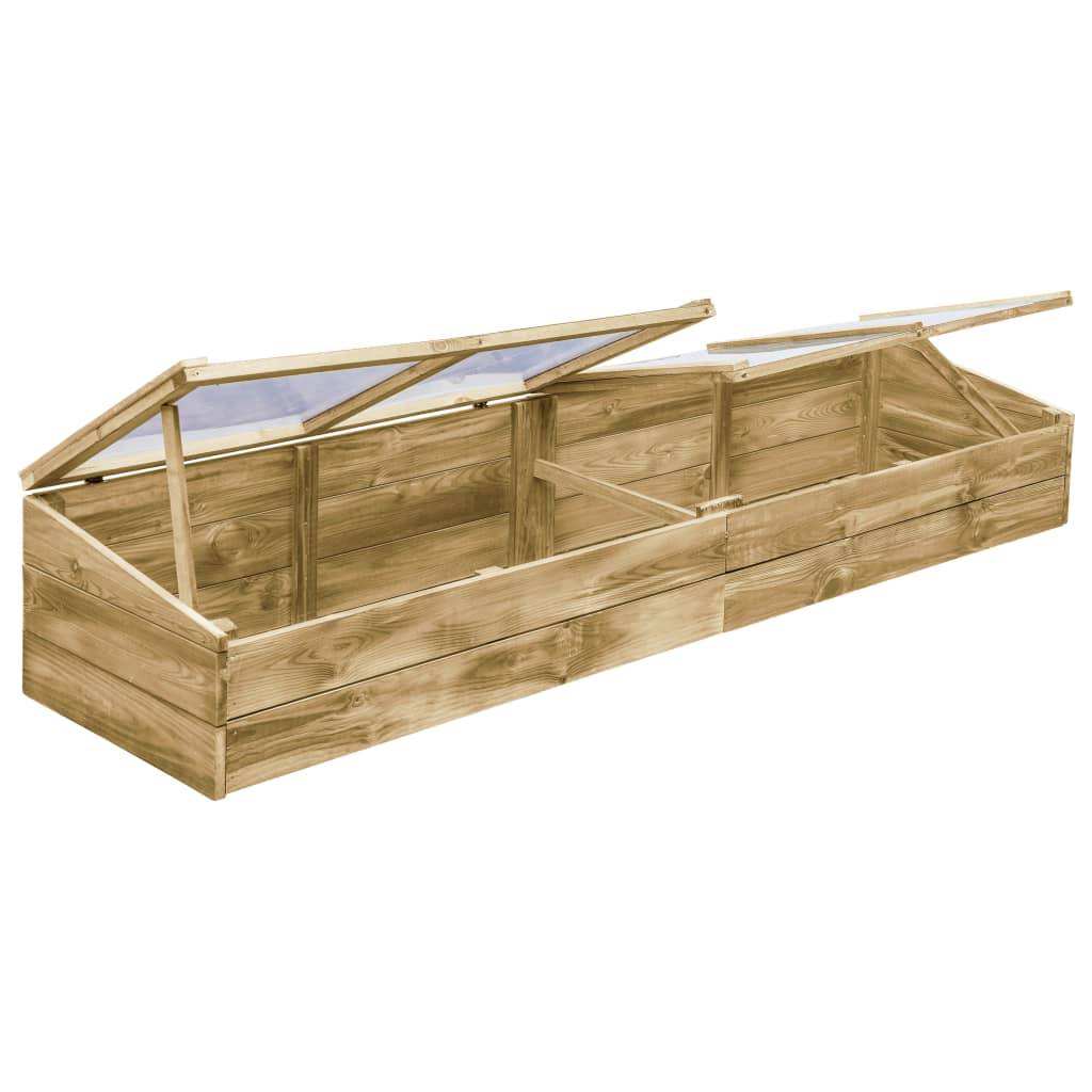Lot 2 Serres Châssis Bois Pin Imprégné Jardin Potager Protection 200x50cm - ComfortXL Outdoor Living - Image 3