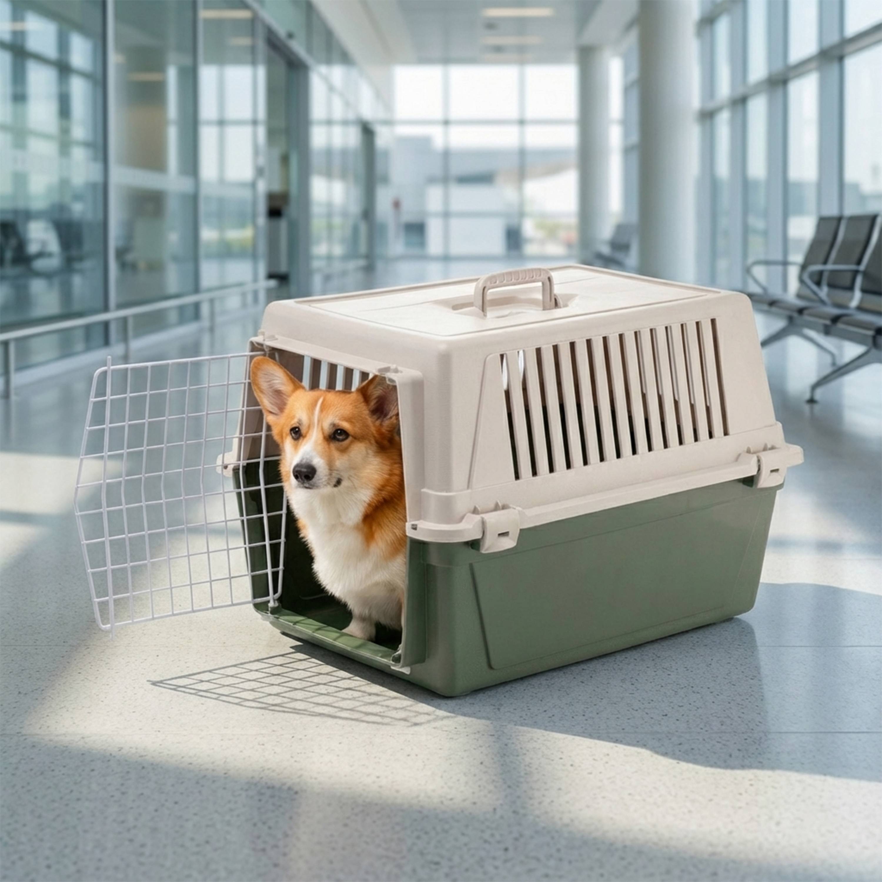 Ferplast - Ferplast Caisse de Transport Chat, Cage de Transport pour Chiens Petits Moyens et Chats jusqu'à 15 Kg, Porte en Fer Plastifié, Fentes d'aération, 40 x - Imagen 3