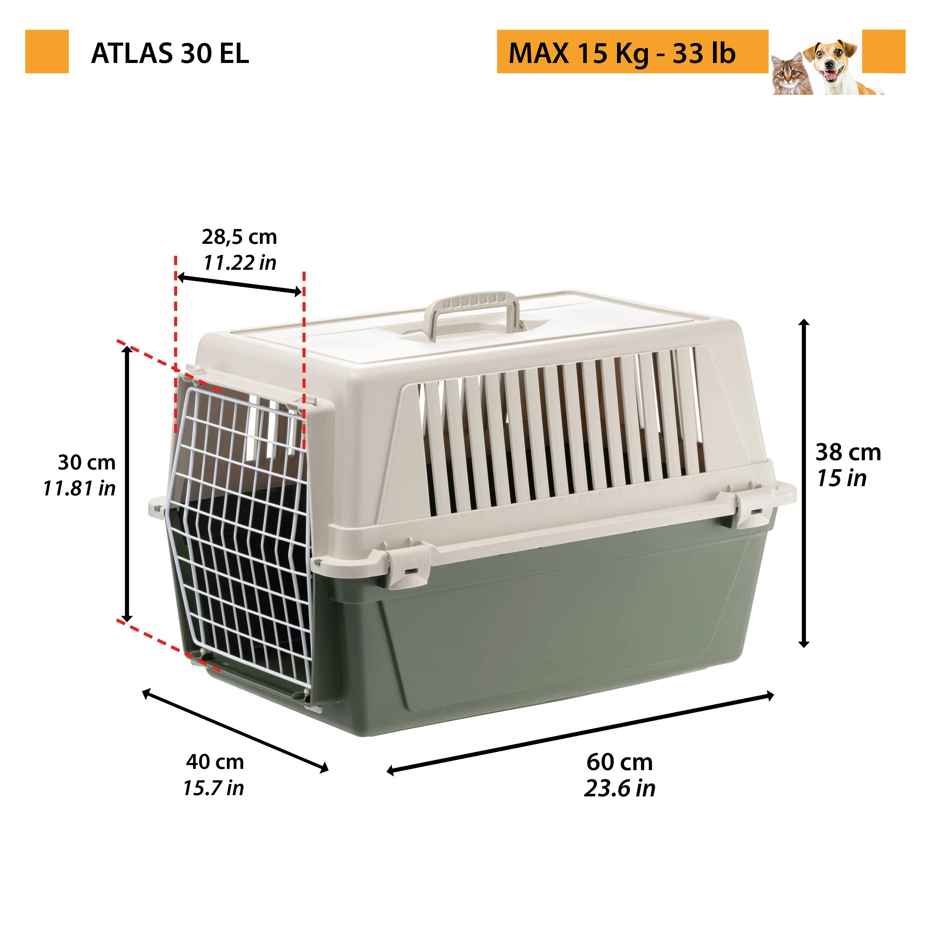 Ferplast - Ferplast Caisse de Transport Chat, Cage de Transport pour Chiens Petits Moyens et Chats jusqu'à 15 Kg, Porte en Fer Plastifié, Fentes d'aération, 40 x - Imagen 2