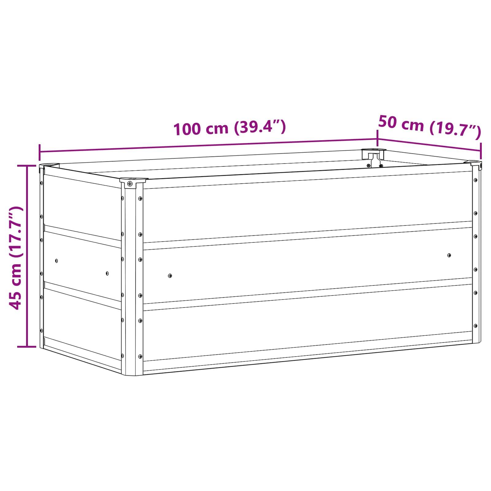 Helloshop26 - Jardinière moderne 100 x 50 x 45 cm style industriel pour jardin terrasse en acier galvanisé vert pastel - Image 5
