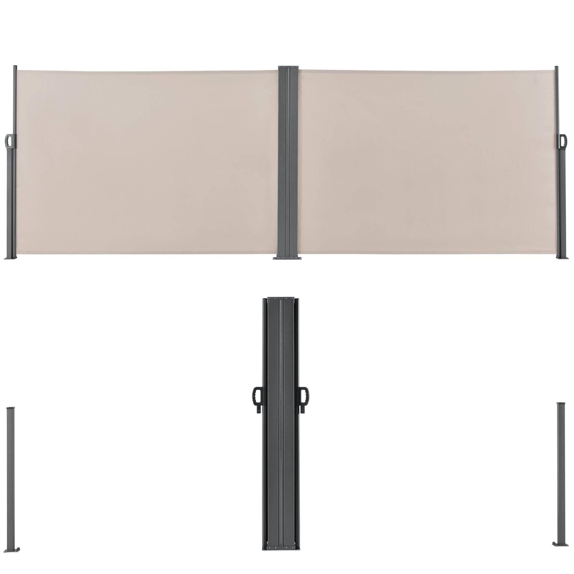 Helloshop26 - Double brise-vue pare-soleil garde-vue métal et polyester 160 x (2 x 300) cm beige - Imagen 2