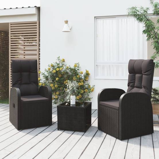 Salon de Jardin 2 Personnes Résine Tressée Fauteuils Inclinables Table Verre – ComfortXL Outdoor Living - Image 1