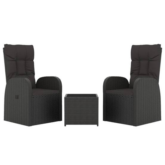 Salon de Jardin 2 Personnes Résine Tressée Fauteuils Inclinables Table Verre – ComfortXL Outdoor Living - Image 3