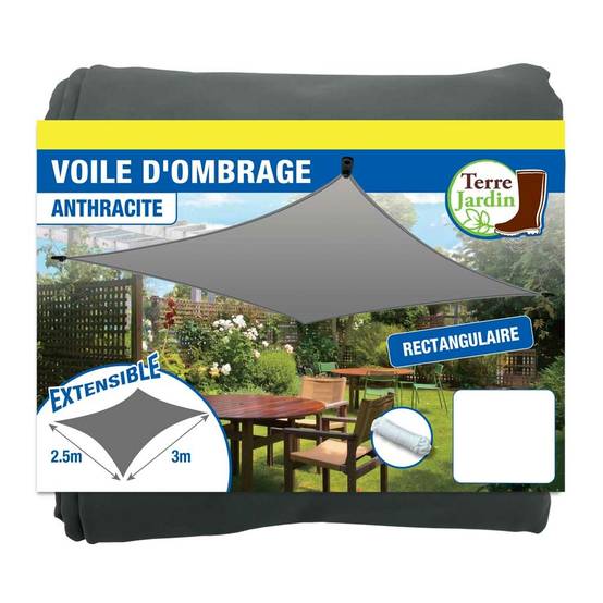 Terre Jardin - Voile d'ombrage rectangulaire extensible Unité Anthracite - Imagen 1