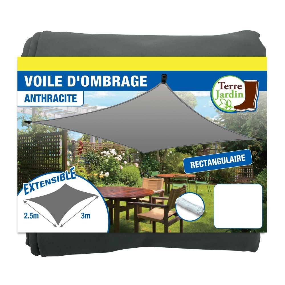 Terre Jardin - Voile d'ombrage rectangulaire extensible Unité Anthracite - Imagen 1
