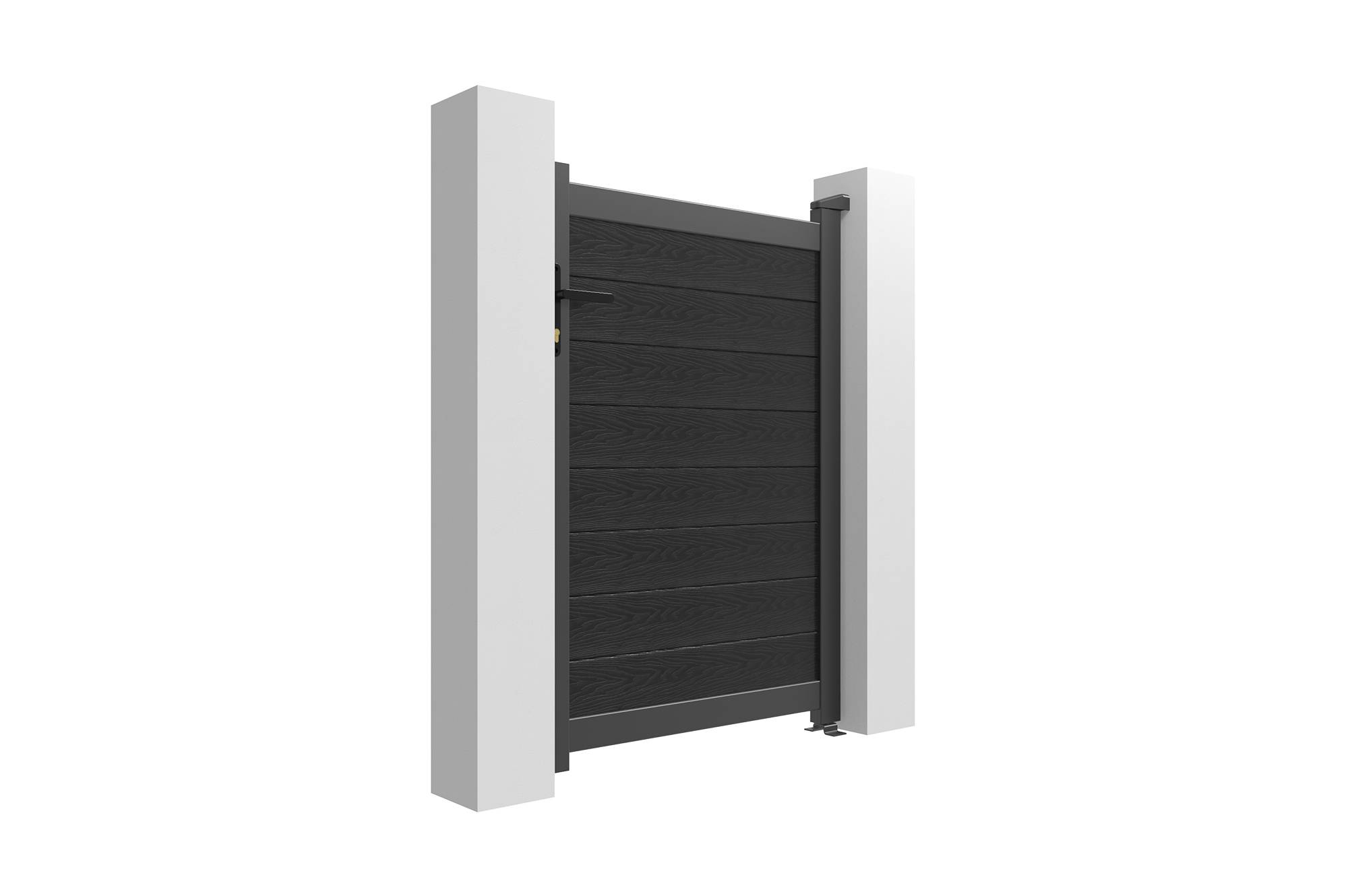 Casanoov Portillon bois composite 1m ATHOS H.140cm gris anthracite avec cadre aluminium + 2 poteaux EIFEL aluminium 20x20cm 160 x 300 cm Anthracite - Image 6