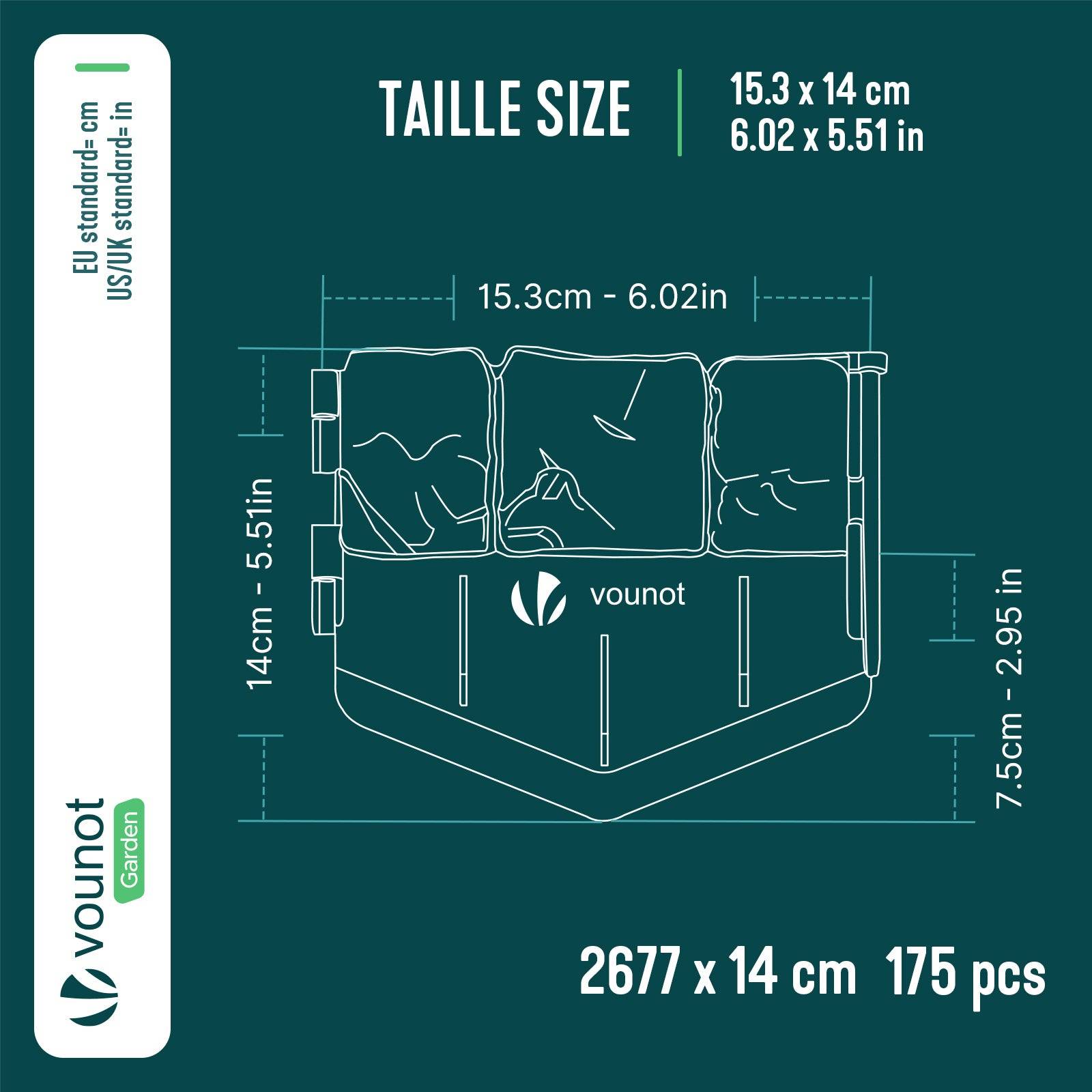 Bordure de jardin imitation pierre 26.7m noir - Hauteur 14cm - Clôture gazon décorative ultra résistant - Lot de 175 - VOUNOT® - Image 3