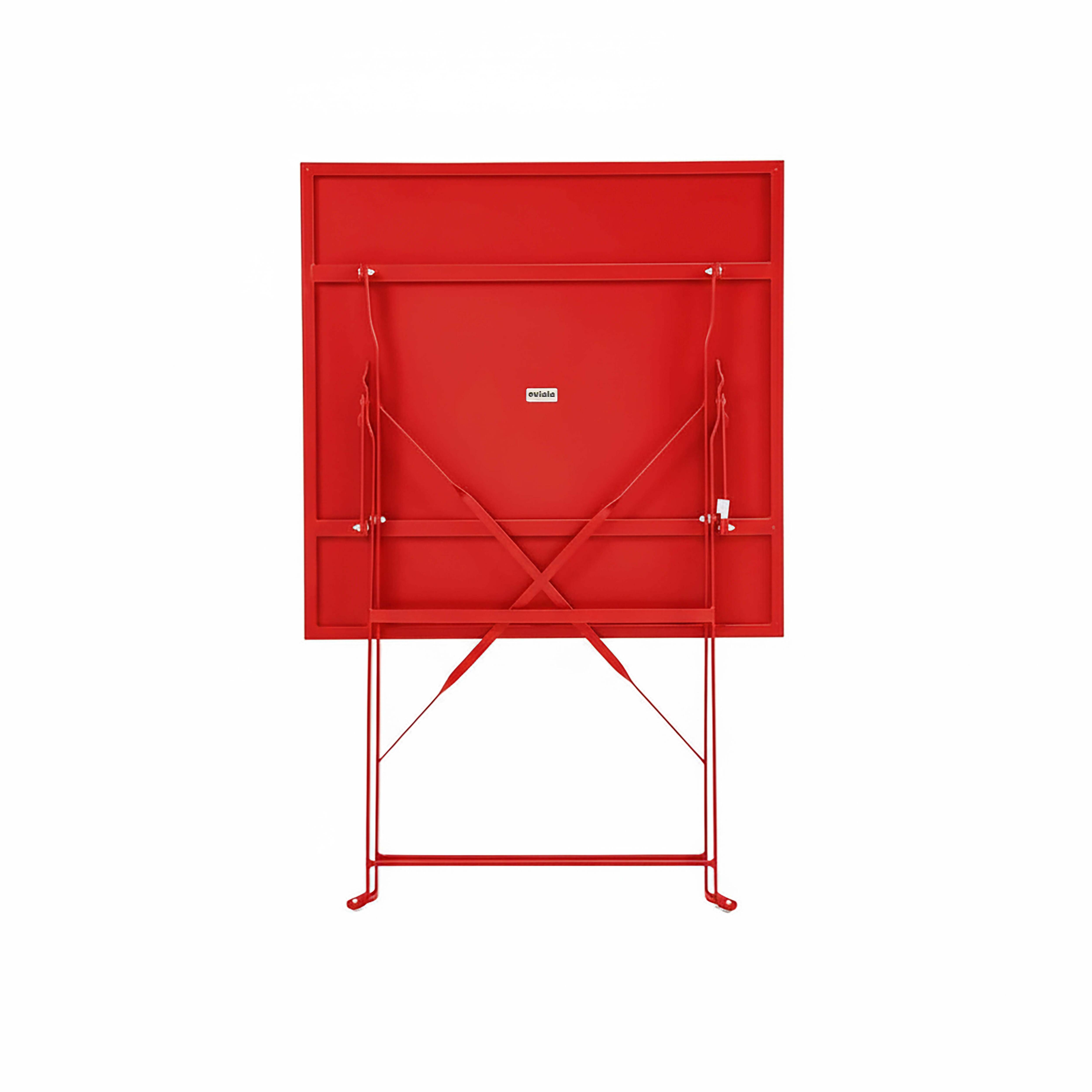 Oviala - Table de jardin et 2 chaises acier rouge Rome - Oviala - Imagen 5