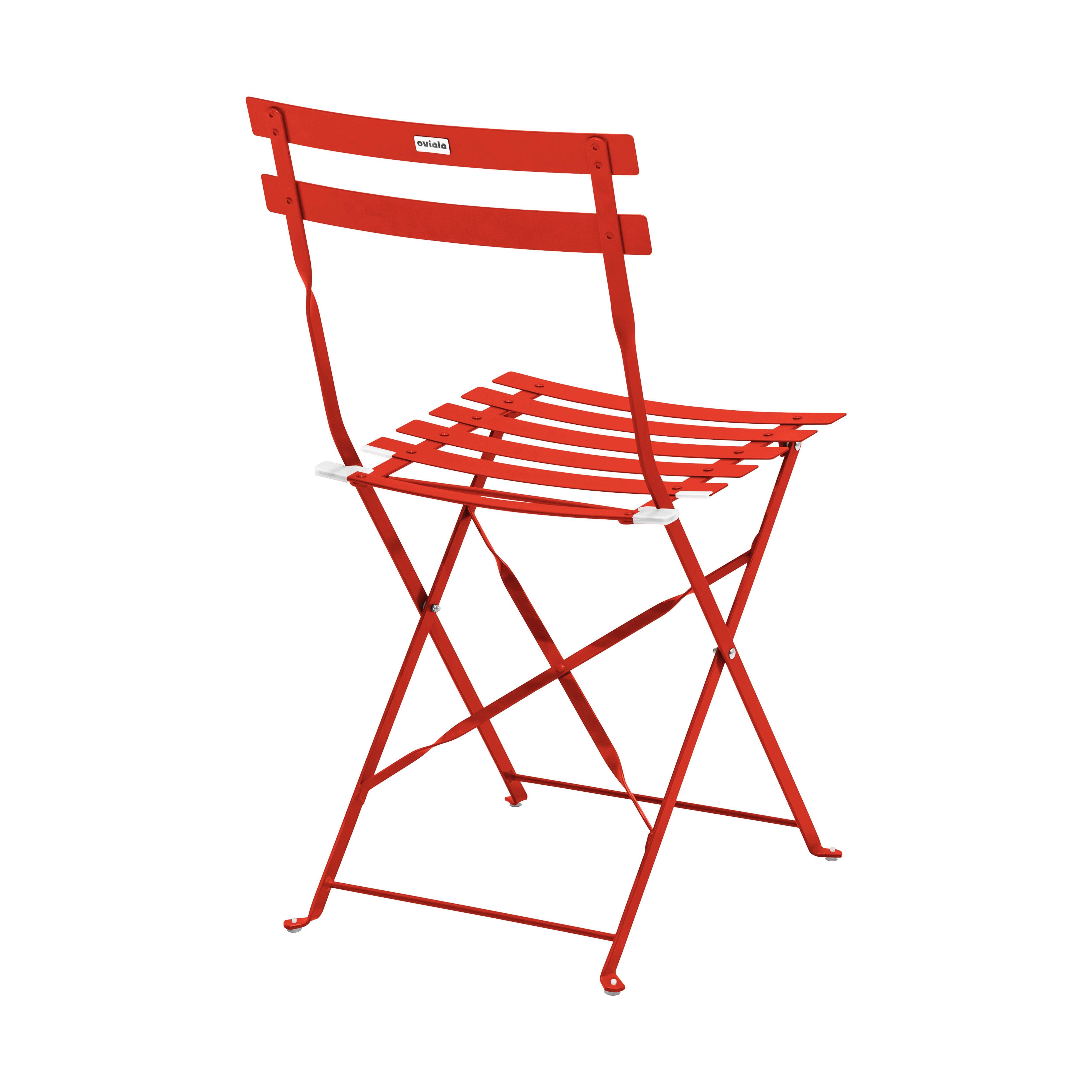 Oviala - Table de jardin et 2 chaises acier rouge Rome - Oviala - Imagen 6