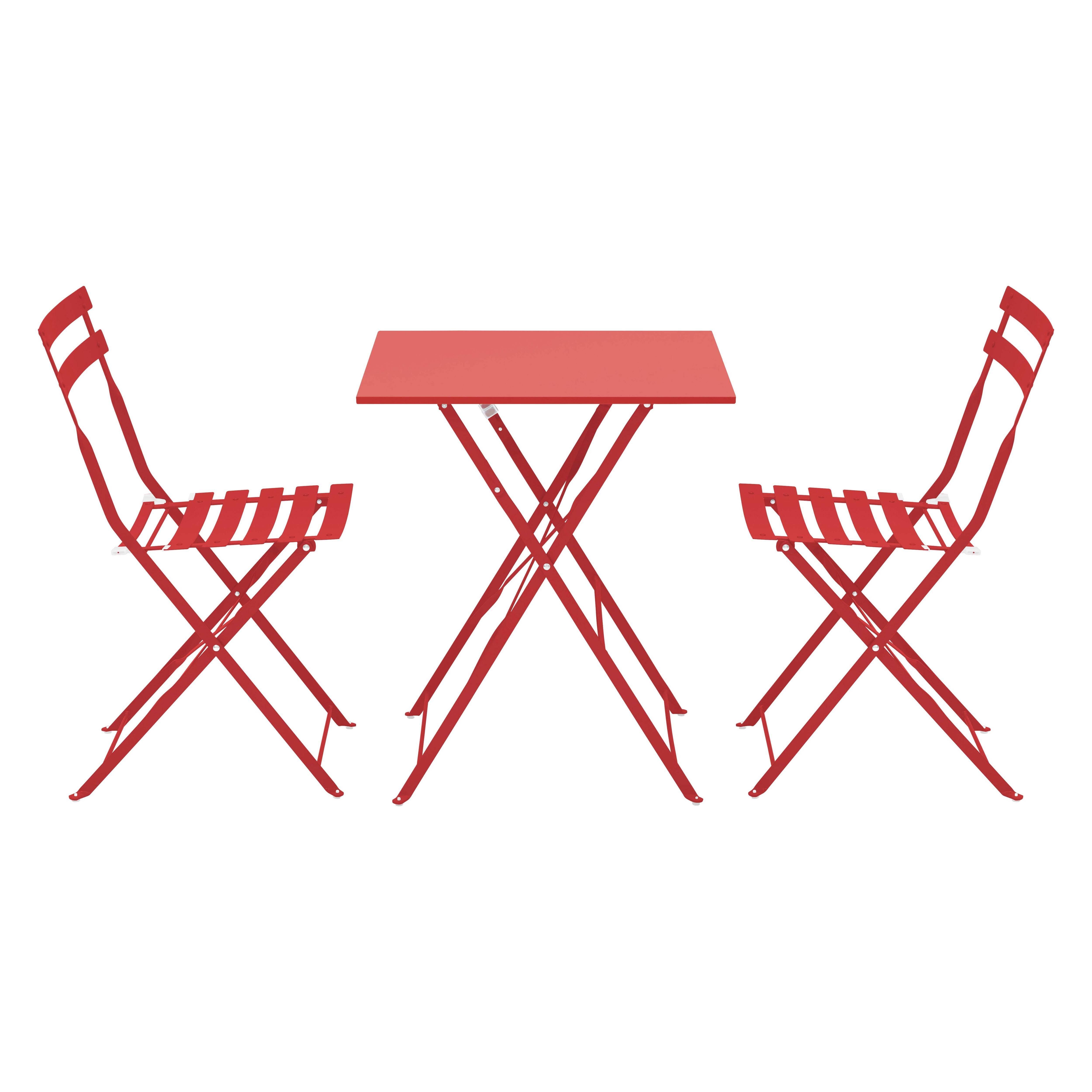 Oviala - Table de jardin et 2 chaises acier rouge Rome - Oviala - Imagen 3