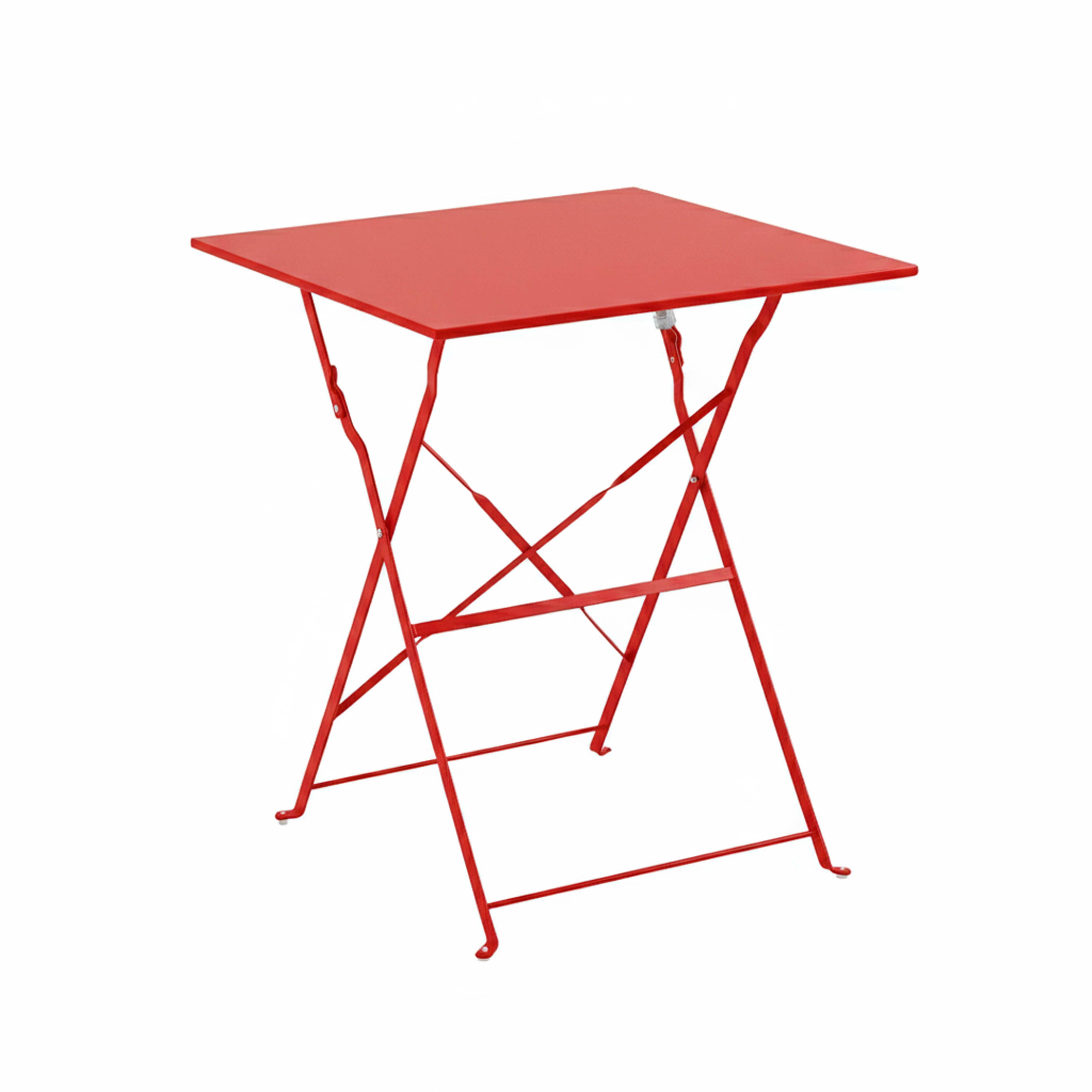 Oviala - Table de jardin et 2 chaises acier rouge Rome - Oviala - Imagen 4