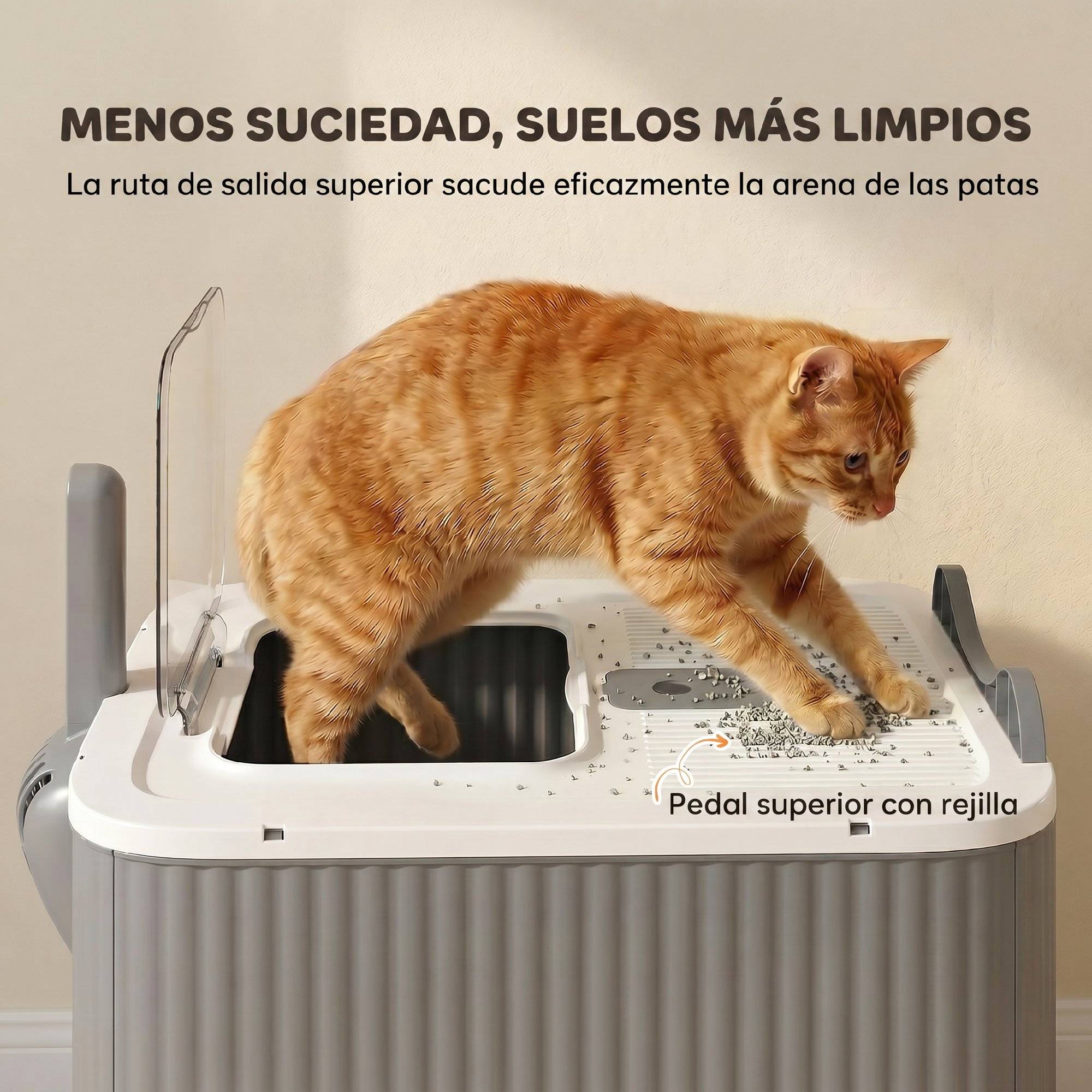 Litière chat couverte M couvercle rabattable sortie haute pelle sacs désodorisants blanc - Image 6