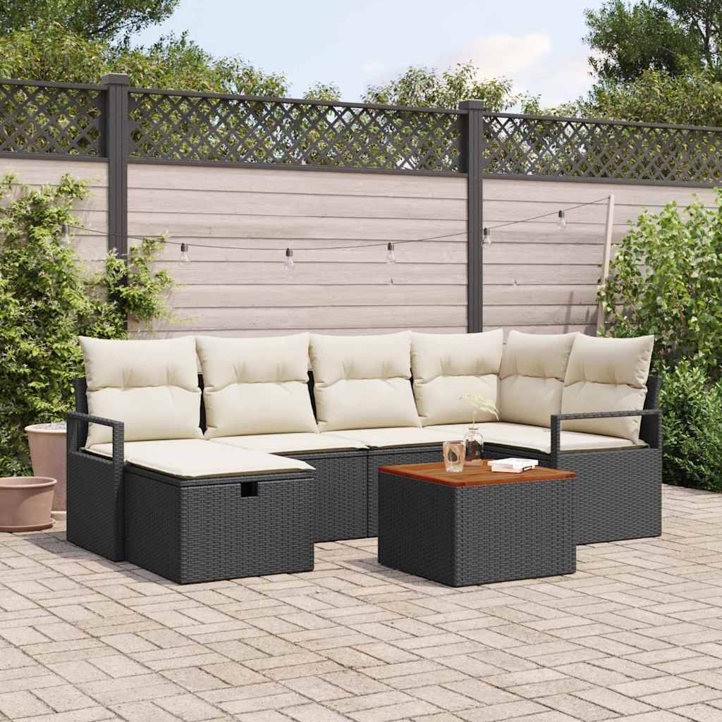ComfortXL - Salon de Jardin 7 Pièces Polyrotin Tressé avec Rangement Intégré et Pouf pour Patio Noir – ComfortXL Outdoor Living - Image 1