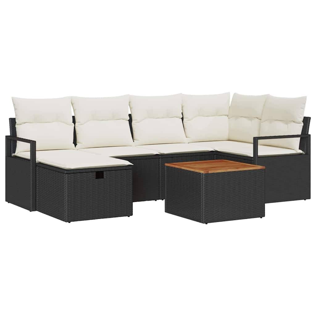 ComfortXL - Salon de Jardin 7 Pièces Polyrotin Tressé avec Rangement Intégré et Pouf pour Patio Noir – ComfortXL Outdoor Living - Image 2