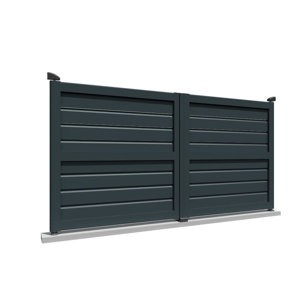 Intersun - Portail battant brise-vue L 3000 x H 1880 mm (Gris Anthracite) - INTERSUN - Imagen 1