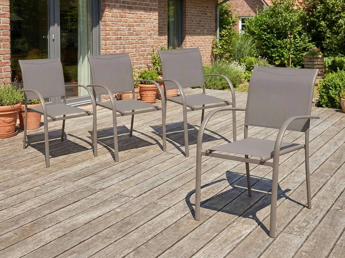 Hesperide - Lot de 4 fauteuis sde jardin en texaline Piazza Noisette/café - Hespéride - Image 2