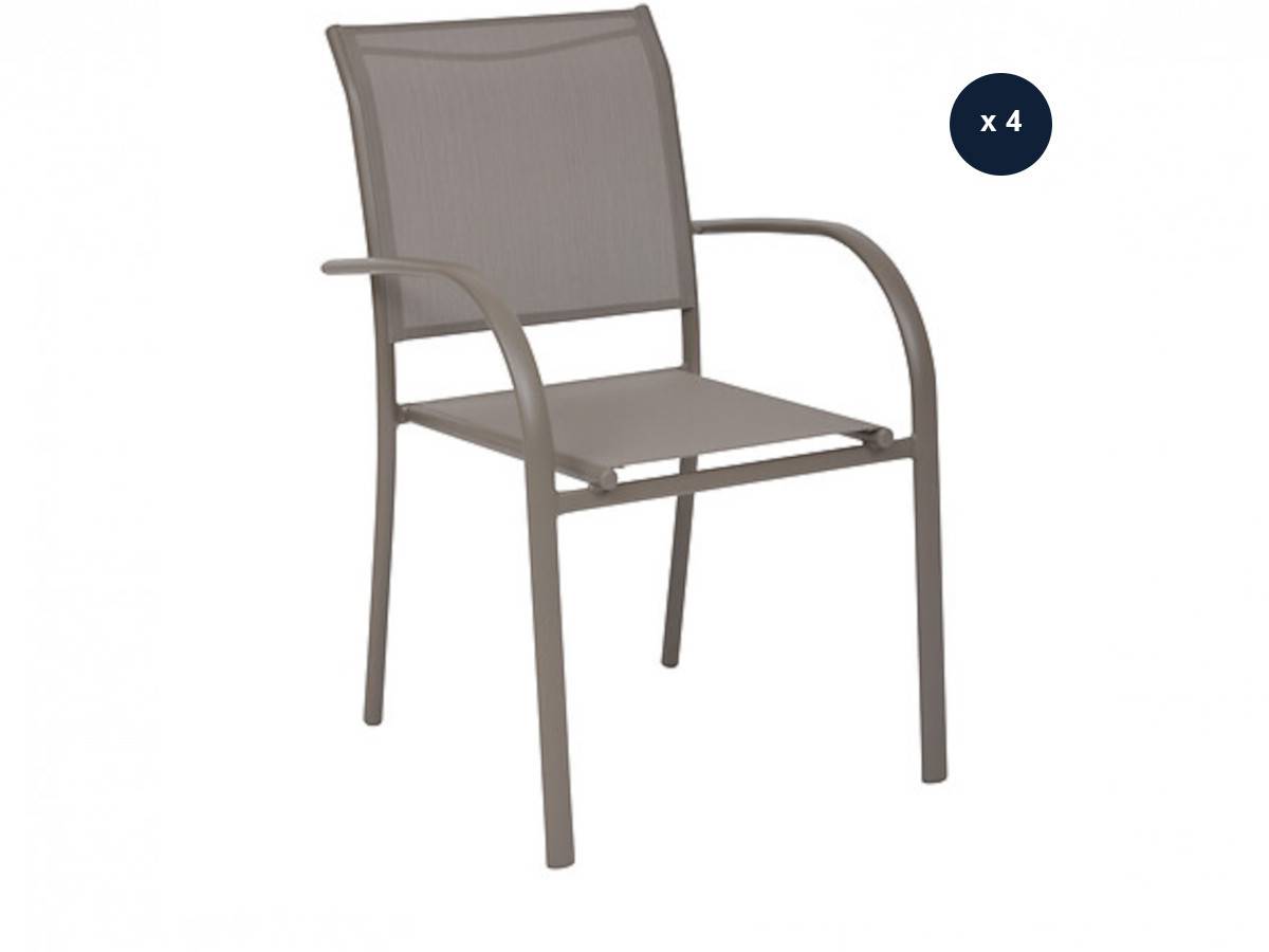 Hesperide - Lot de 4 fauteuis sde jardin en texaline Piazza Noisette/café - Hespéride - Image 1