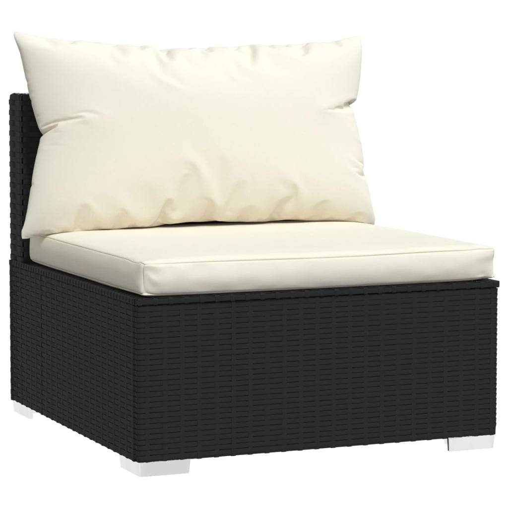 Helloshop26 - Salon de jardin meuble d'extérieur ensemble de mobilier 4 pièces avec coussins résine tressée noir - Imagen 3