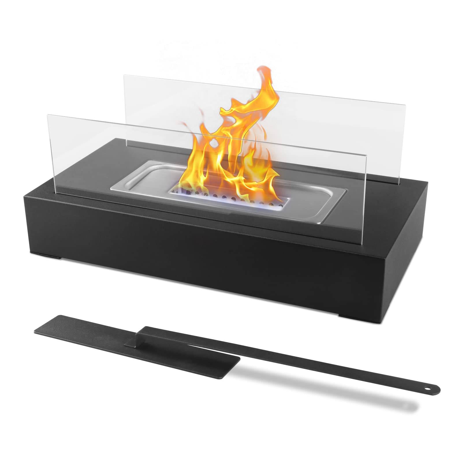 Cheminée de table pour balcon, décoration, intérieur et extérieur, ambiance feu de camp, Noir-Lytech