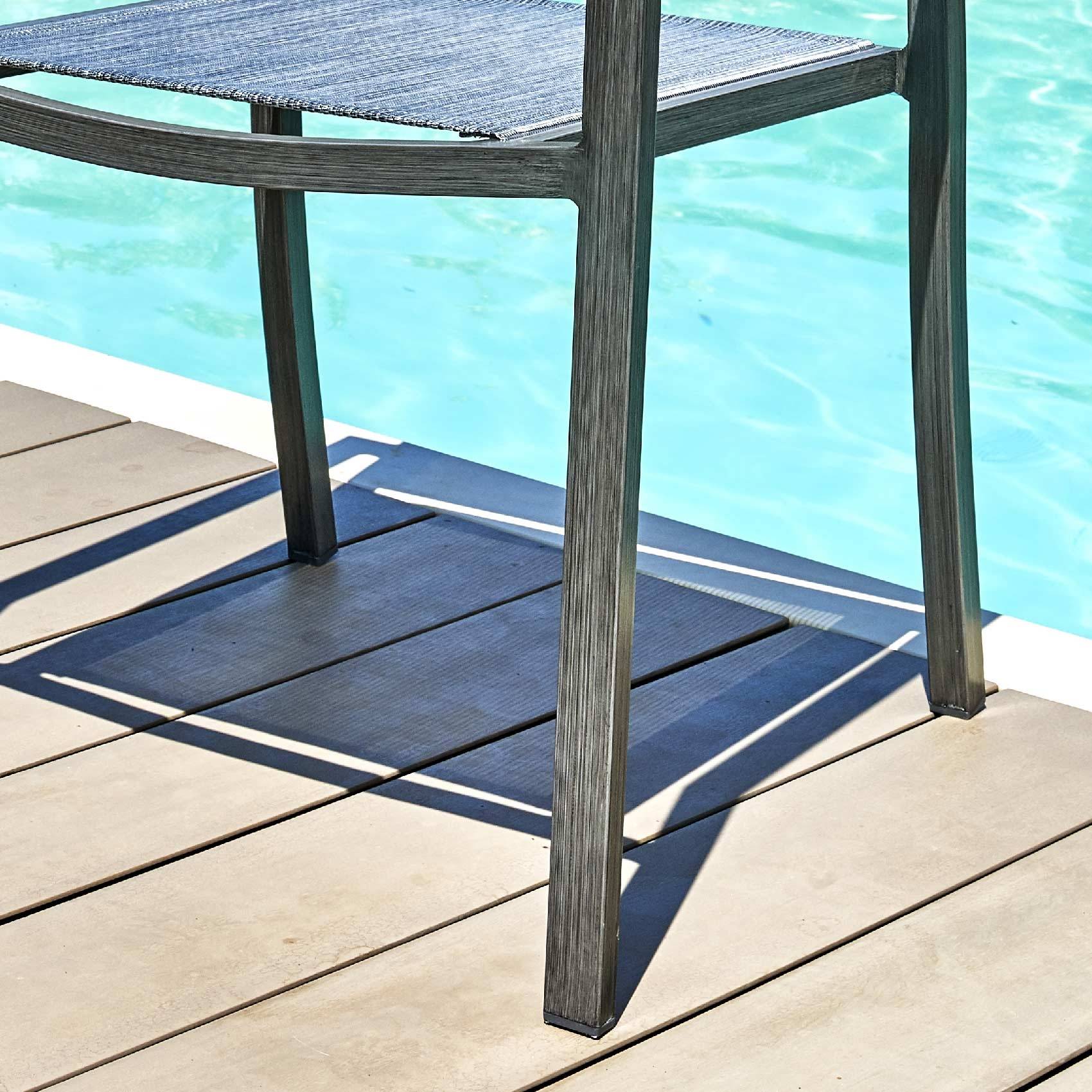 Fauteuil empilable en finition teck recyclé - JARDILINE - Aluminium/Bois - Gris clair - Imagen 3