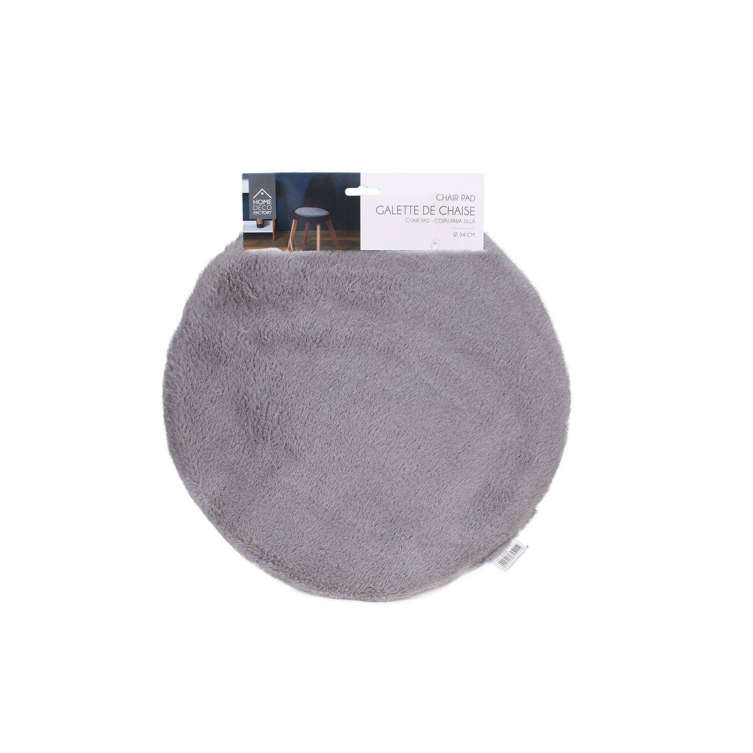 Sans Marque - Lot de 6 galettes de chaises rondes imitiation fourrure - Diamètre 34 cm - Gris - Toilinux - Imagen 2