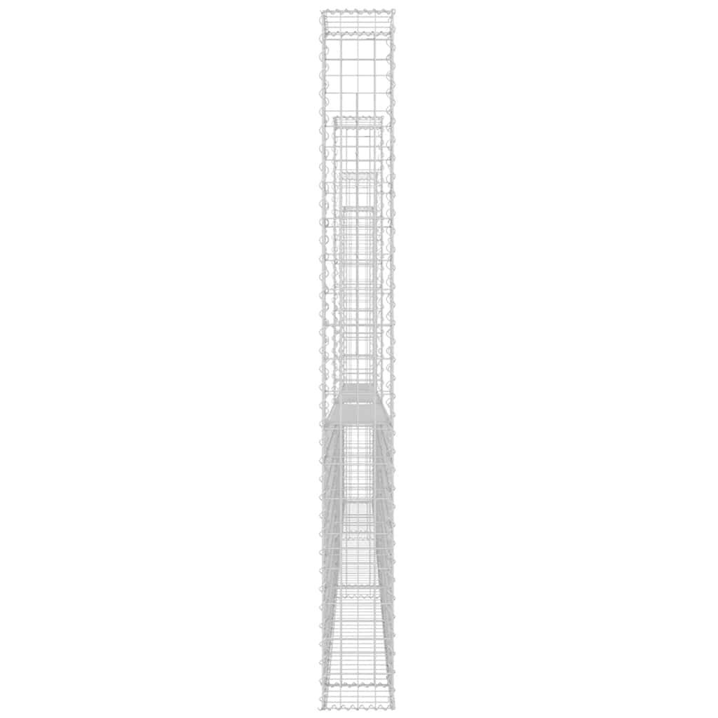Panier de gabion en fer argenté 380 x 20 x 200 cm avec 4 poteaux - PANGIVO - Image 4