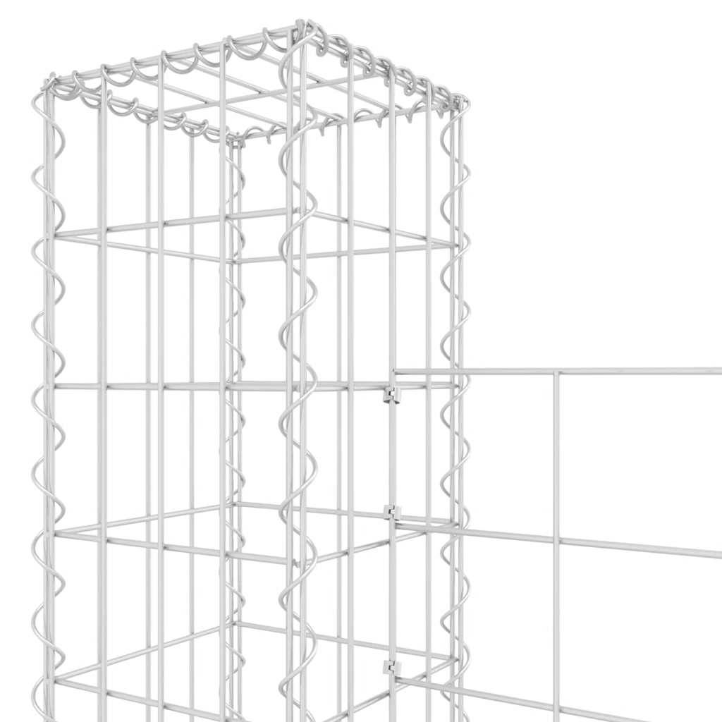 Panier de gabion en fer argenté 380 x 20 x 200 cm avec 4 poteaux - PANGIVO - Image 5