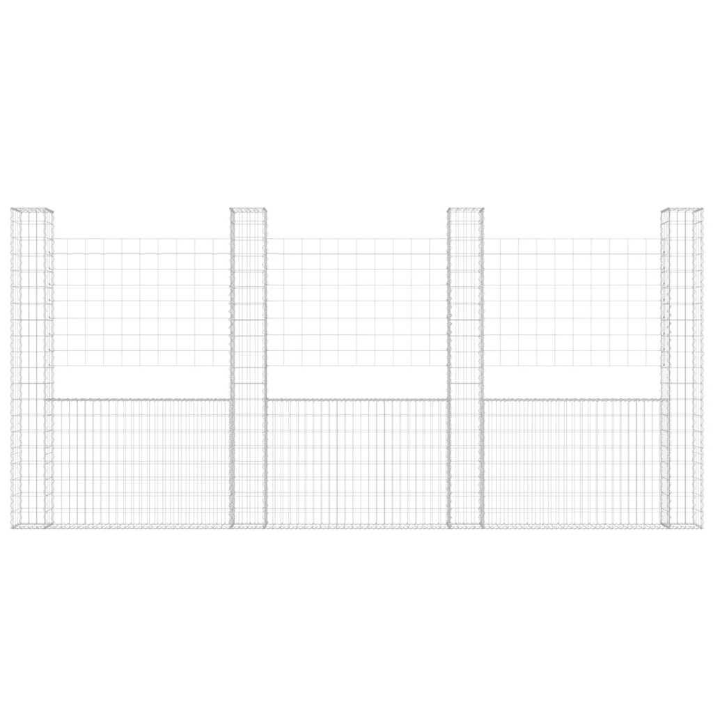 Panier de gabion en fer argenté 380 x 20 x 200 cm avec 4 poteaux - PANGIVO - Image 3