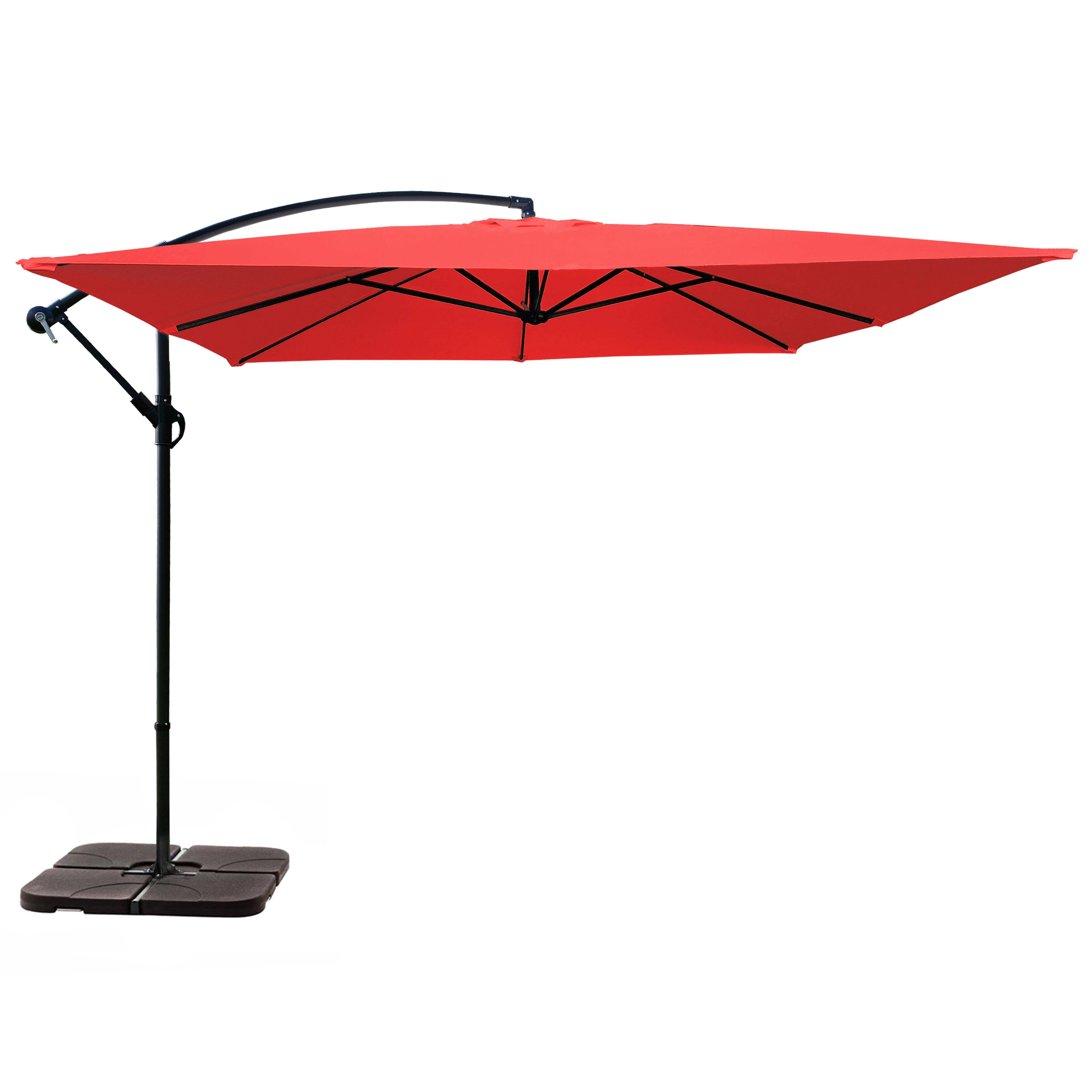 Oviala - Parasol déporté 3x3m et 4 dalles à remplir acier rouge Genova - Oviala - Imagen 1