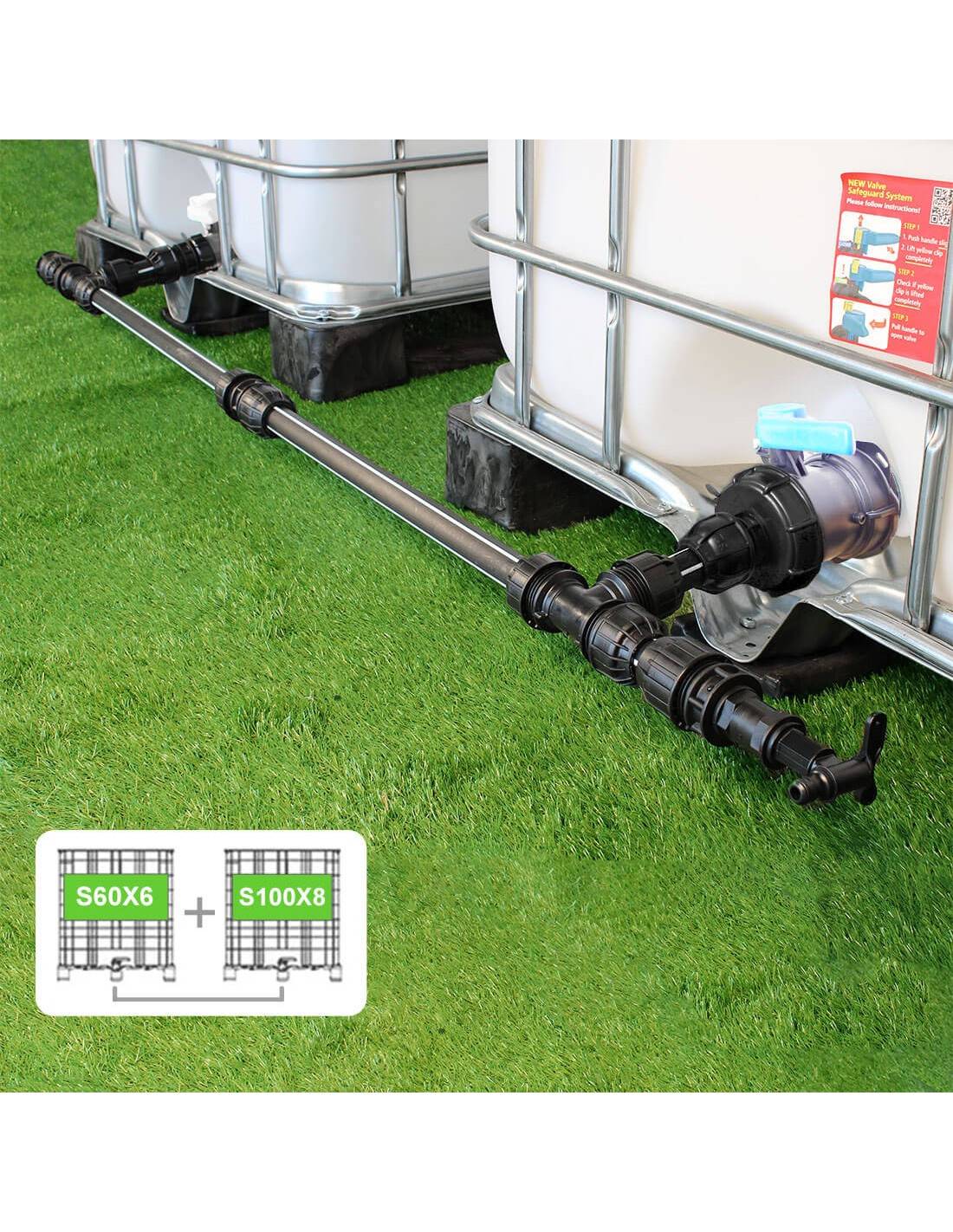 Kit Raccordement 2 Cuves eau 1000 L - S60X6 / S100X8 - Imagen 1