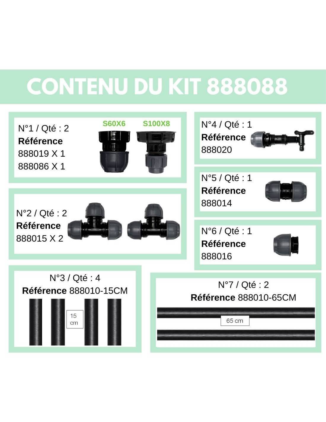 Kit Raccordement 2 Cuves eau 1000 L - S60X6 / S100X8 - Imagen 4