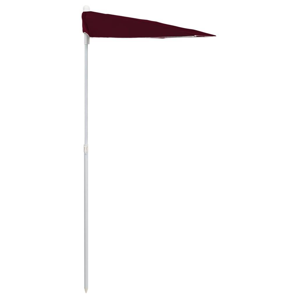 Maison Chic - Demi-parasol de jardin | Parasol d'extérieur avec mât 180x90 cm rouge bordeaux Maison Chic - Image 5