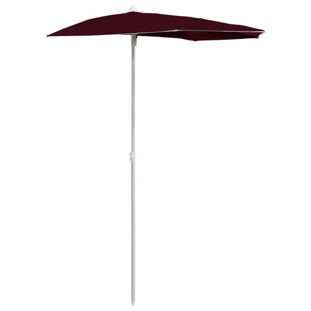 Maison Chic - Demi-parasol de jardin | Parasol d'extérieur avec mât 180x90 cm rouge bordeaux Maison Chic - Image 1