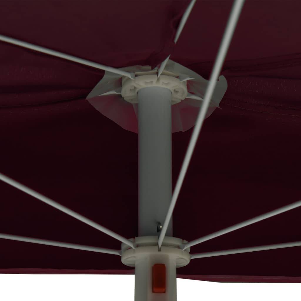 Maison Chic - Demi-parasol de jardin | Parasol d'extérieur avec mât 180x90 cm rouge bordeaux Maison Chic - Image 7
