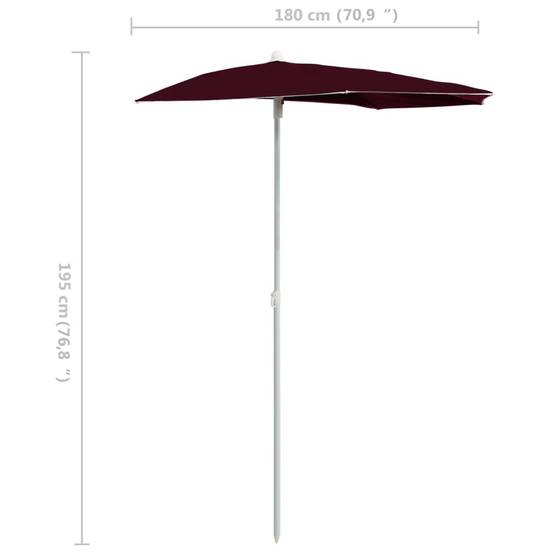 Maison Chic - Demi-parasol de jardin | Parasol d'extérieur avec mât 180x90 cm rouge bordeaux Maison Chic - Image 8