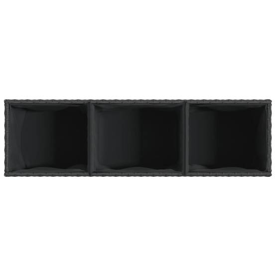 Jardinière avec 3 pots en résine tressée noire 105 x 30 x 32 cm - PANGIVO - Image 9