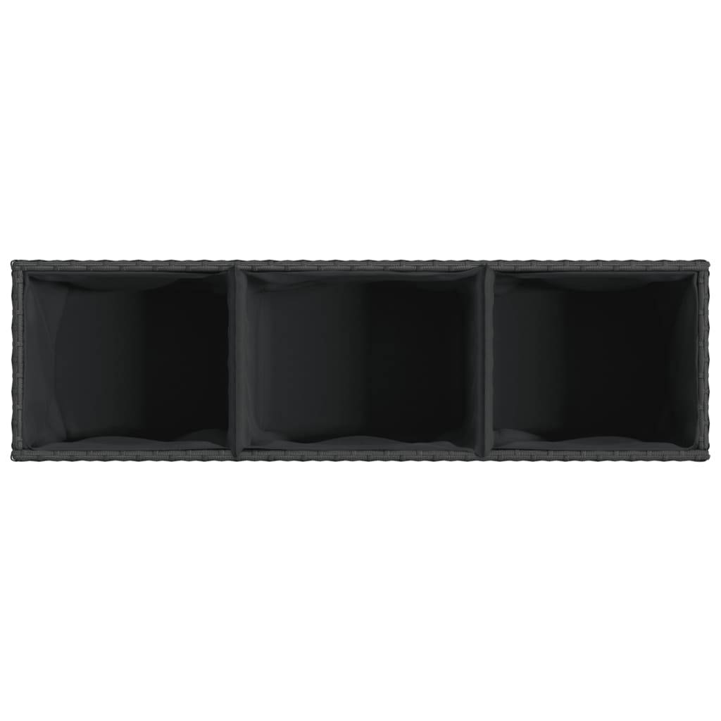 Jardinière avec 3 pots en résine tressée noire 105 x 30 x 32 cm - PANGIVO - Image 9