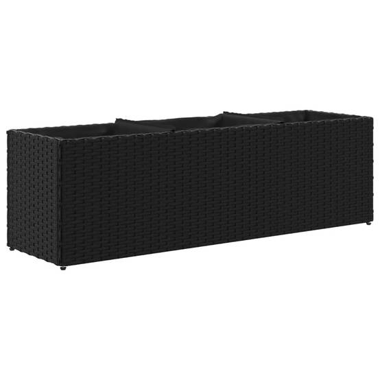 Jardinière avec 3 pots en résine tressée noire 105 x 30 x 32 cm - PANGIVO - Image 5
