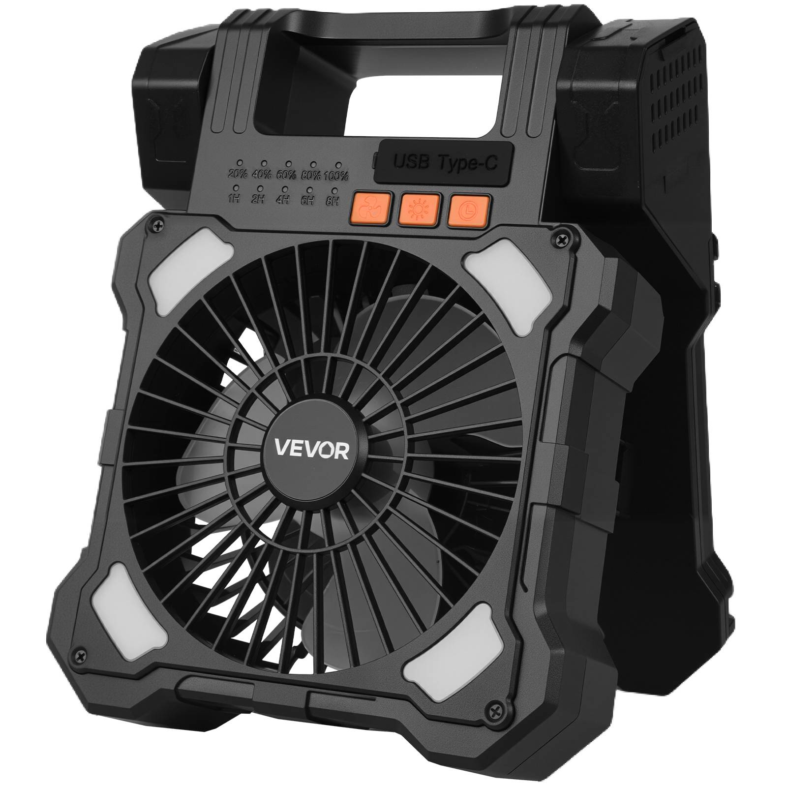 Vevor - VEVOR Ventilateur solaire rechargeable 20000mAh, 20cm. LED, 5 vitesses, minuterie. Pour camping. - Image 1