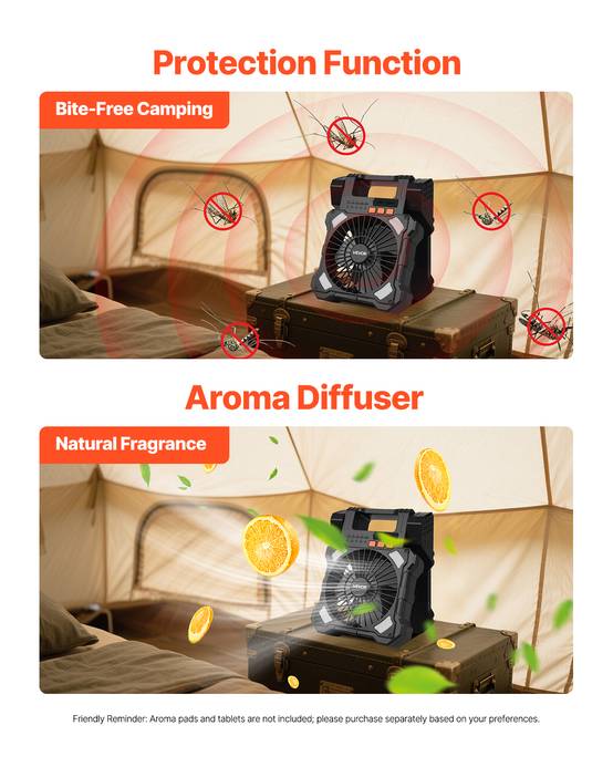 Vevor - VEVOR Ventilateur solaire rechargeable 20000mAh, 20cm. LED, 5 vitesses, minuterie. Pour camping. - Image 6
