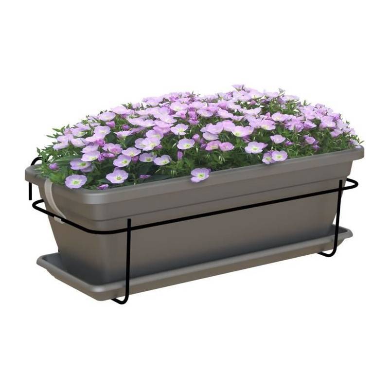 Artevasi - Artevasi - Kit Balcon Jardiniere Venezia 50cm Anthracite 50 X 19,5 X H16,3 Cm - 1,13l - Imagen 2