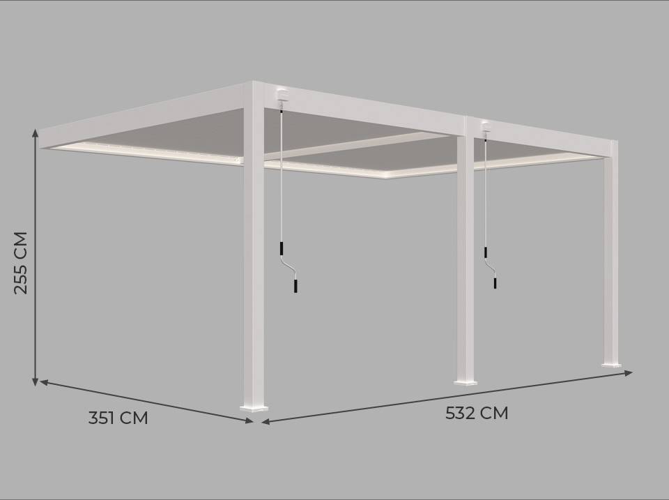 Direct Abris - Pergola Bioclimatique Aluminium Adossée 19m² - 3,6x5,3 - Store Façade Inclus  - Blanc - 34 lames en Aluminium a 120 degrés - HALO - Imagen 7