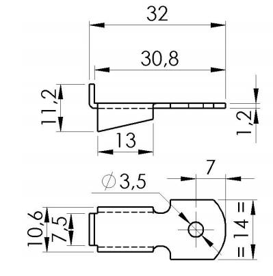 Taquet standard pour crémaillère acier MONIN - Longueur 32 mm - Acier laqué blanc - 522120 - Image 2