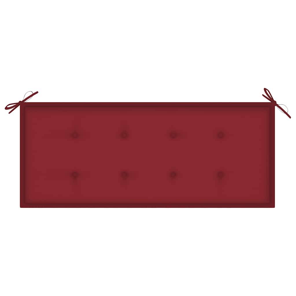 ComfortXL - Banc de Jardin Teck Massif Extérieur Empilable Coussin Vin Rouge 128cm - ComfortXL Outdoor Living - Image 5