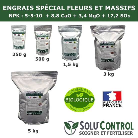 SOLU’CONTROL - 5 kg - Engrais Spécial Fleurs et Massifs NPK 5-5-10 - Favorise une floraison abondante, éclatante et durable - UAB - Image 5