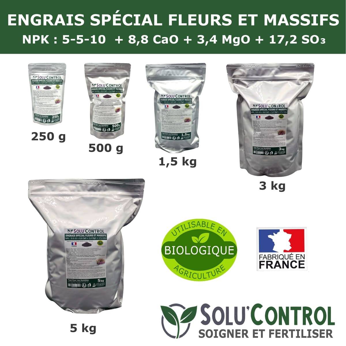 SOLU’CONTROL - 5 kg - Engrais Spécial Fleurs et Massifs NPK 5-5-10 - Favorise une floraison abondante, éclatante et durable - UAB - Image 5